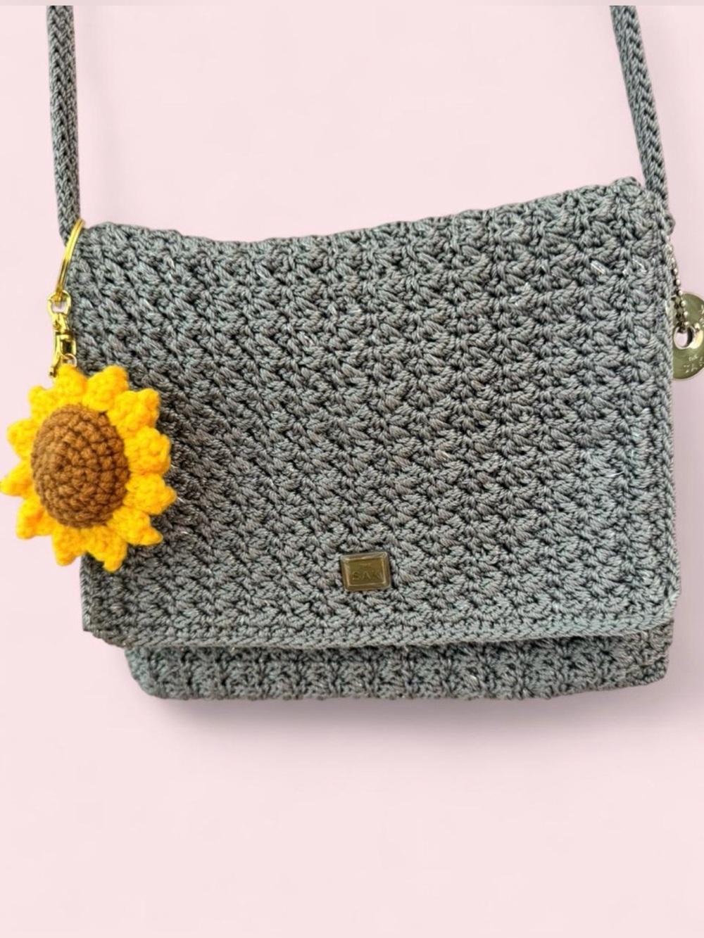 The Sak Sparkly Crochet Crossbody + BONUS Crocheted Sunflower🌻 Bag Charm/KeyRing